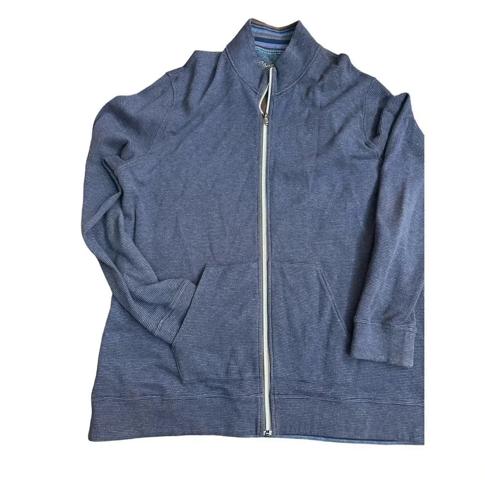 Robert‎ Graham Classic Fit Navy Blue Zip Up Long Sleeve Knit Jacket Size 2XL